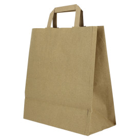 Sacos de Papel Kraft de Alça plana 80g/m² 26+14x29cm (50 Uds)