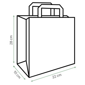 Sacos de Papel Kraft de Alça plana 80g/m² 22+10x28cm (50 Uds)