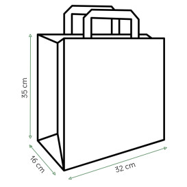 Sacos de Papel Kraft de Alça plana 80g/m² 32+16x35cm (250 Uds)