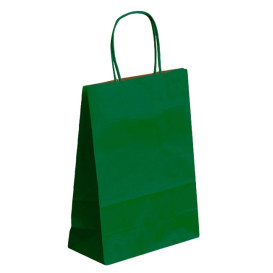 Saco Papel Kraft Verde com Asas 80g/m² 26+14x32cm (250 Uds)