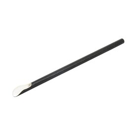 Palhinha Colher Papel Preto Embalada Branco Ø8mm 21cm (1000 Uds)