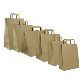 Sacos de Papel Kraft de Alça plana 80g/m² 26+14x29cm (50 Uds)