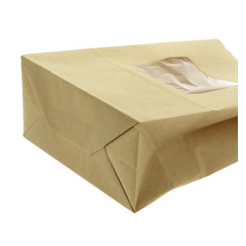 Saco Sem Alças Kraft Fecho Metálico e Janela 15+7x23cm (50 pcs)