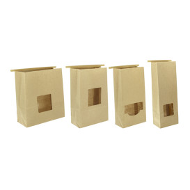 Saco Sem Alças Kraft Fecho Metálico e Janela 15+7x23cm (50 pcs)