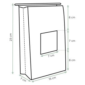 Saco Sem Alças Kraft Fecho Metálico e Janela 15+7x23cm (50 pcs)