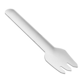 Garfo em Cana-de-Açúcar Branco 16cm (50 Uds)