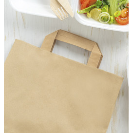 Sacos de Papel Kraft de Alça plana 80g/m² 32+16x35cm (250 Uds)