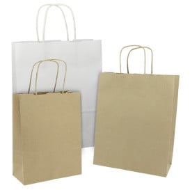 Saco Papel Kraft Marrom Asas 80g/m² 30+18x29cm (200 Uds)