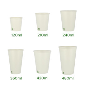 Copo de Cartão Plastic Free 14 Oz/420ml Branco Ø9cm (1.000 Uds)