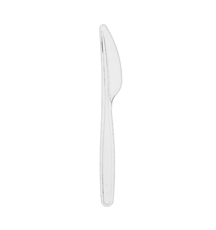 Faca de plástico PS Reutilizável Transparente 18cm (20 Uds)