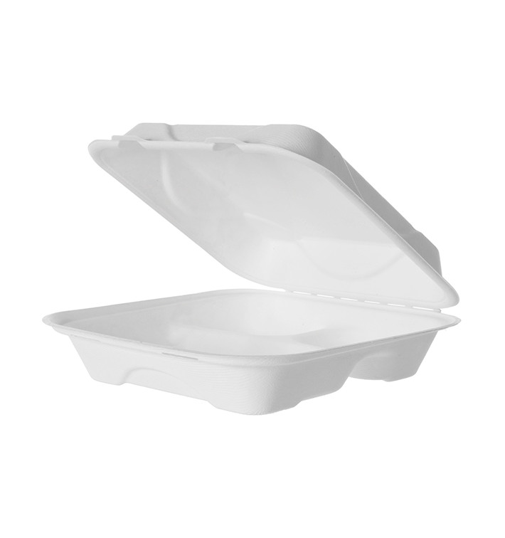 Embalagem Cana-de-açúcar Branco 3C 23x23x7,5cm (200 Uds)