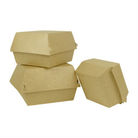 Caixa Hamburguer Mega Kraft Fechamento Duplo 15,5x15,5x10cm (50 Uds)