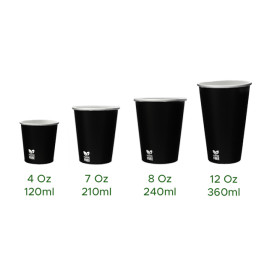 Copo de Cartão Plastic Free 7 Oz/210ml Preto Ø7,0cm (1.000 Uds)