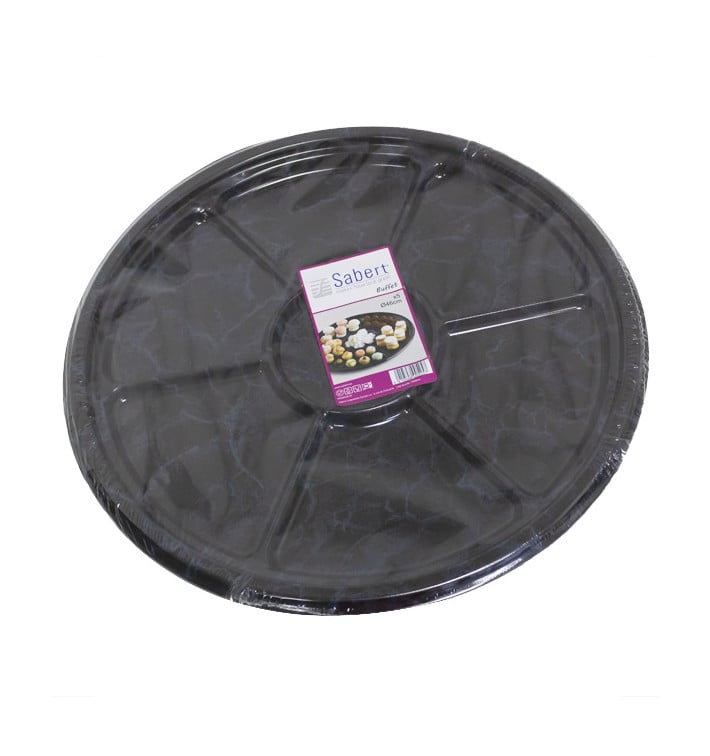 Bandeja Plastico Luxo 6 Compart. Marmore 46 cm (50 Uds)