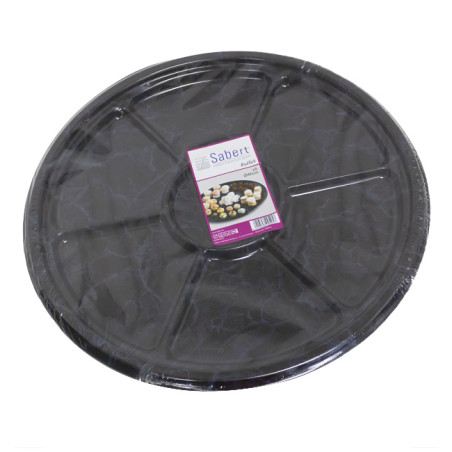 Bandeja Plastico Luxo 6 Compart. Marmore 46 cm (50 Uds)