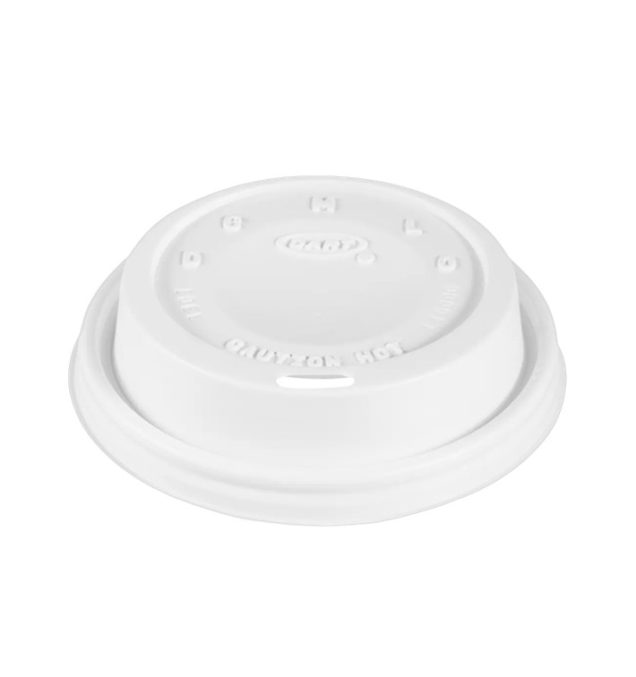 Tampa de Plastico PS "Cappuccino" Branco Ø8,6cm (1000 Uds)