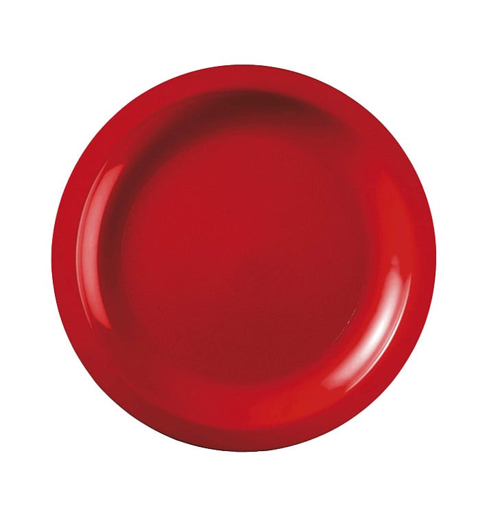 Prato Plastico Raso Vermelho Round PP Ø185mm (600 Uds)