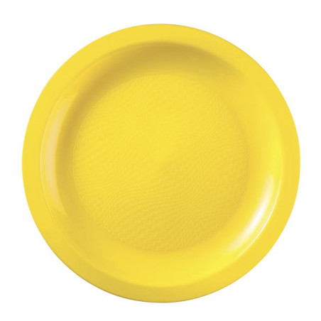 Prato Duro Reutilizável Raso Amarelo "Round" PP Ø18,5cm (25 Uds)