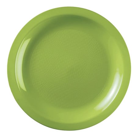 Prato Duro Reutilizável Raso Verde Limão "Round" PP Ø22cm (600 Uds)