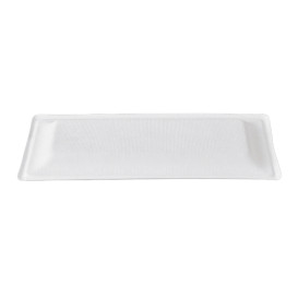 Bandeja Cana-de-açúcar Bagaço Branco 25,5x12,7 cm (50 Uds)