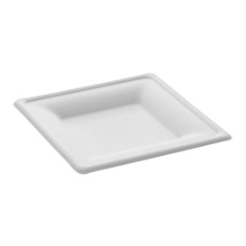 Prato Quadrado Cana-de-açúcar Branco 26x26cm (40 Uds)