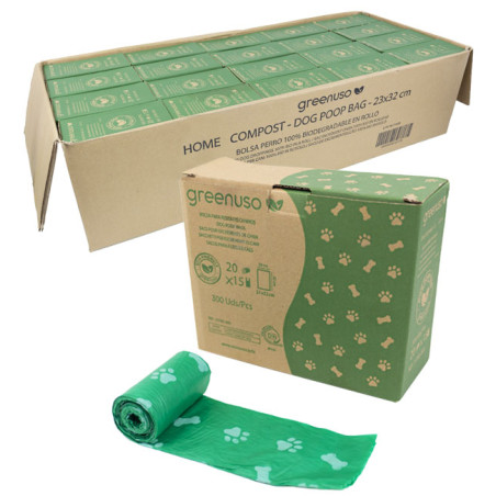 Saco Compostável 23x32cm Cachorros Biodegradável rolo R20x15 (6.000 Uds) 