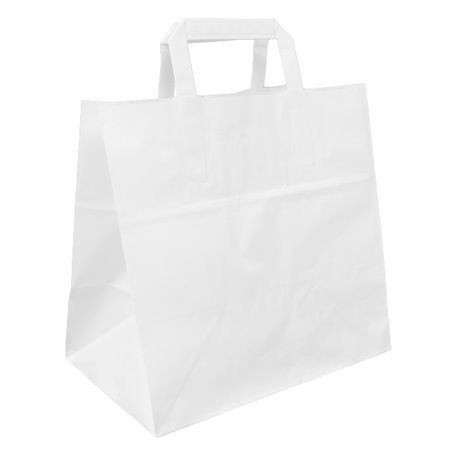 Saco Papel Branco com Alça Plana 70g/m² 26+17x25cm (250 Uds)