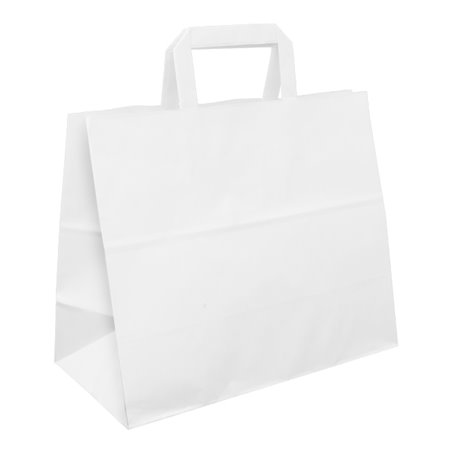 Saco Papel Branco com Alça Plana 80g/m² 32+16x27cm (25 Uds)