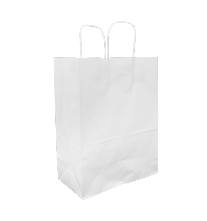 Saco Papel Kraft Branco Asas 100g/m² 25+13x33cm (25 Uds)