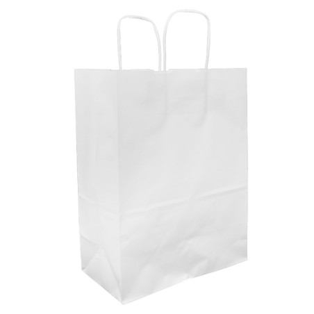 Saco Papel Kraft Branco Asas 90g/m² 24+11x32cm (25 Uds)