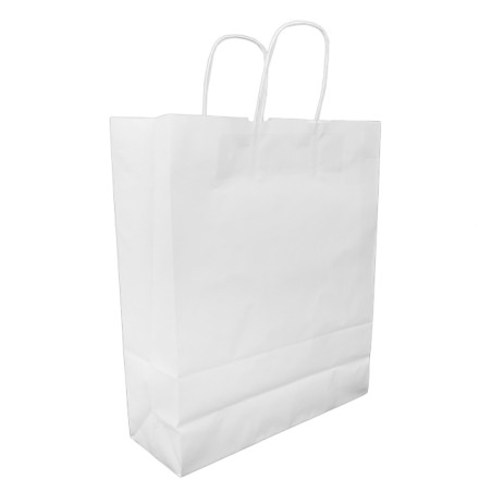 Saco Papel Kraft Branco Asas 100g/m² 32+12x40cm (25 Uds)