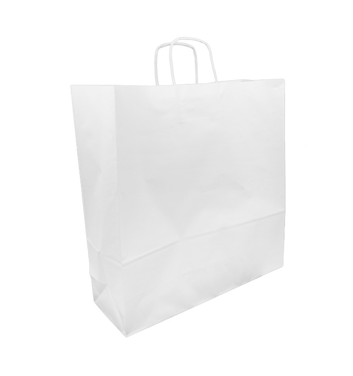 Saco Papel Kraft Branco Asas 100g/m² 44x15x46cm (200 Uds)