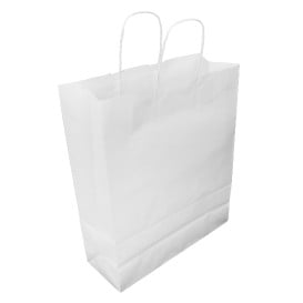 Saco Papel Kraft Branco Asas 100g/m² 30x12x41cm (25 Uds)