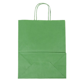 Saco Papel Kraft Verde com Asas 80g/m² 26+14x32cm (250 Uds)