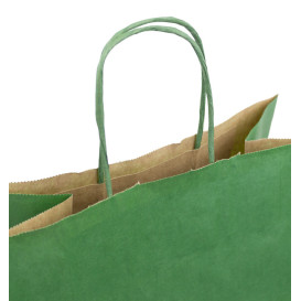 Saco Papel Kraft Verde com Asas 80g/m² 26+14x32cm (250 Uds)