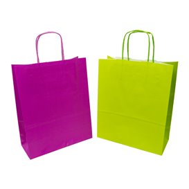 Saco de papel Fuchsia com alças 100g/m² 22+9x23cm (25 pcs)