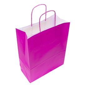 Saco de papel Fuchsia com alças 100g/m² 22+9x23cm (200 unidades)