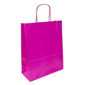 Saco de papel Fuchsia com alças 100g/m² 22+9x23cm (200 unidades)