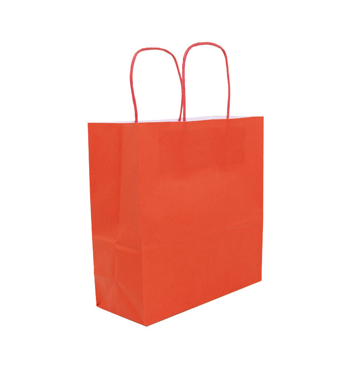 Saco Papel Kraft Vermelho com Asas 100g/m² 22+9x23cm (250 Uds)