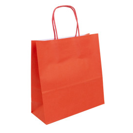 Saco Papel Kraft Vermelho com Asas 100g/m² 22+9x23cm (250 Uds)