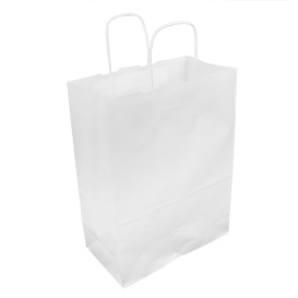 Saco Papel Kraft Branco Asas 100g/m² 25+13x33cm (25 Uds)