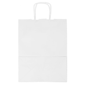 Saco Papel Kraft Branco Asas 100g/m² 25+13x33cm (25 Uds)