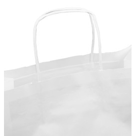 Saco Papel Kraft Branco Asas 90g/m² 32+16x31cm (50 Uds)