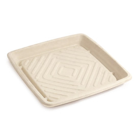 Bandeja Cana de Açúcar Quadrada Natural 27x27cm (5 Uds)