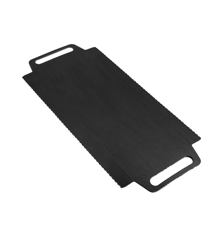 Bandeja Cartão Retângulo Preto Alças 30x12 cm (100 Uds)