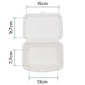 Embalagem Cana-de-açúcar Branco 18x12,5x7cm (600 Uds)