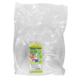 Tigela Plastico PS Cristal "Square" 1250ml Ø21cm (3 Uds)