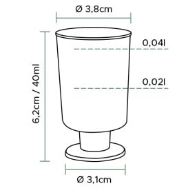 Copo Cristal Licor com Pé PS 40ml (20 Unidades)