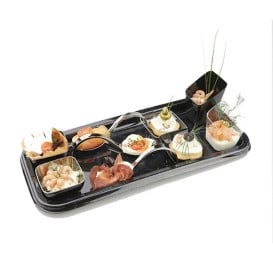 Bandeja Plastico Luxo Retang. Marmore 35x16cm (50 Uds)