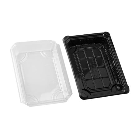 Embalagem com Tampa Sushi PLA Preto 13,0x18,0 cm (100 Uds)